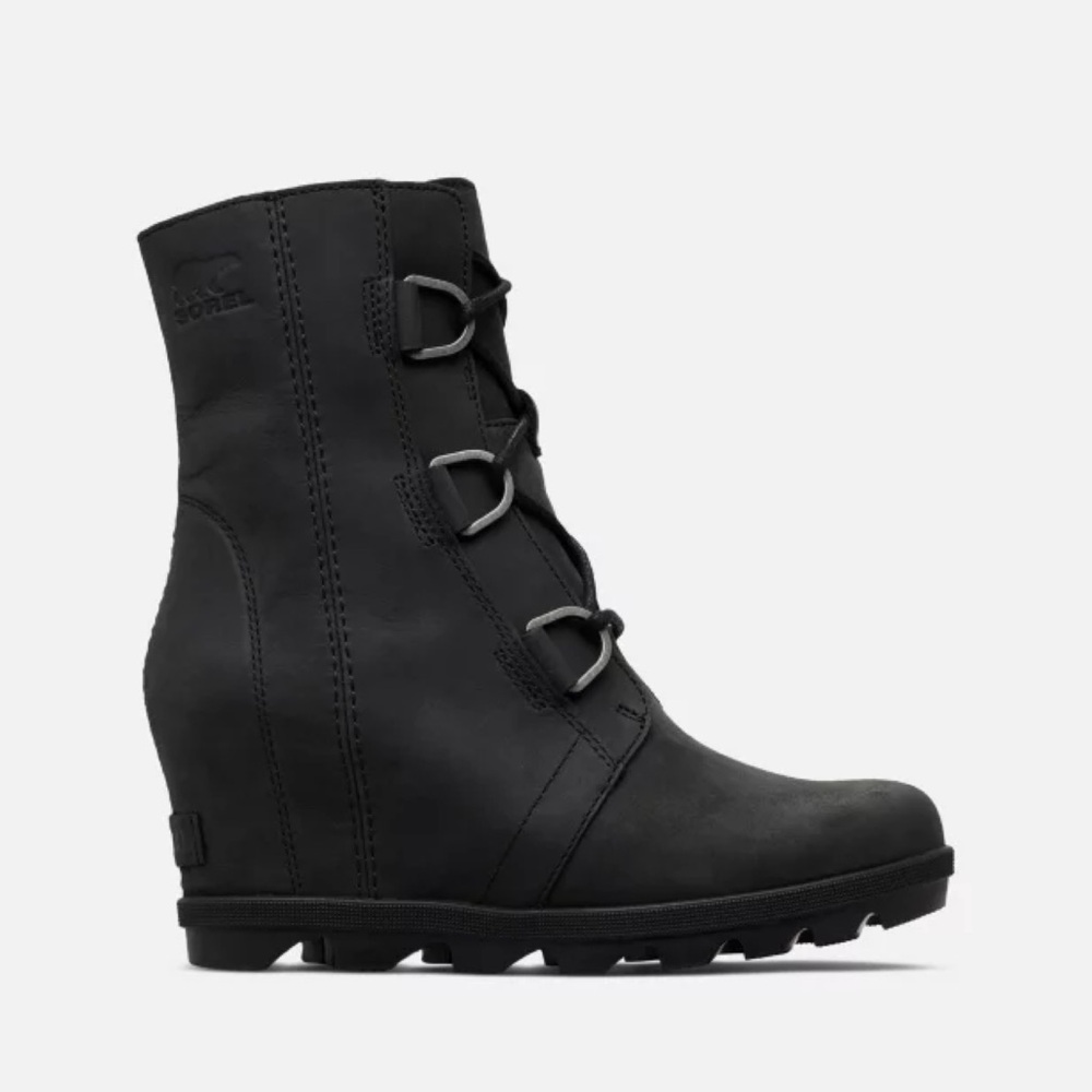 Sorel Black Wedge Lace-Up Ankle Boots